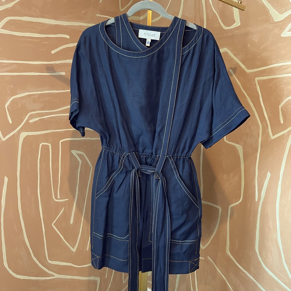 Derek Lam 10 Crosby contrast stitch mini jumpsuit dress